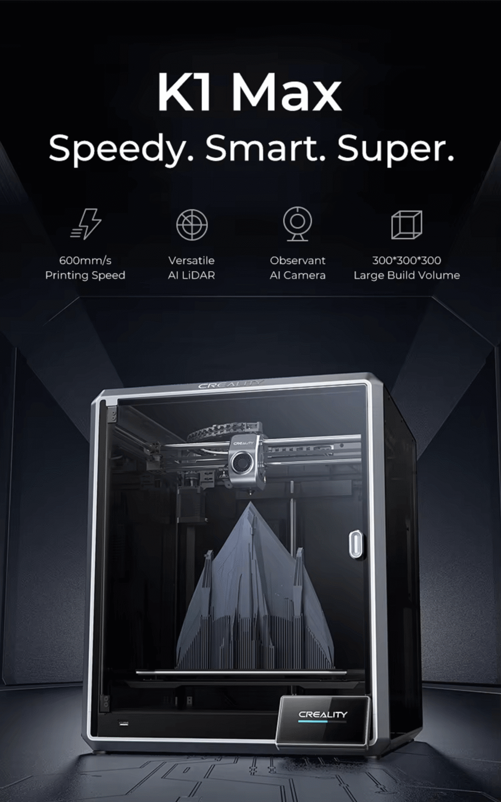 Creality K1 Max 3D Printer – 600 mm/s High-Speed CoreXY