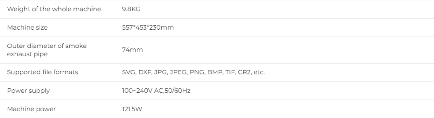 xTool M1 Laser Engraving Machine spec (2)